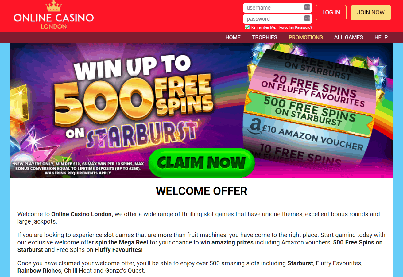 Online casino London promotions