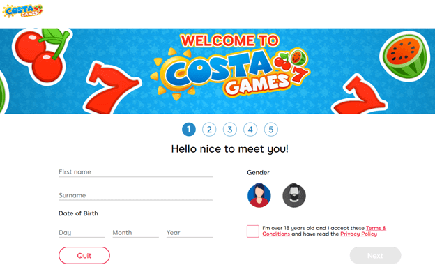 CostaGames welcome bonus