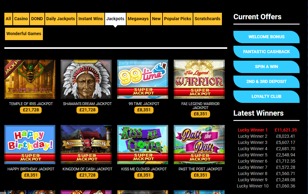 fantastic spins Progressive Jackpots