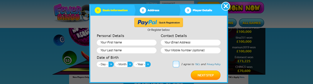 Fever Bingo Log in