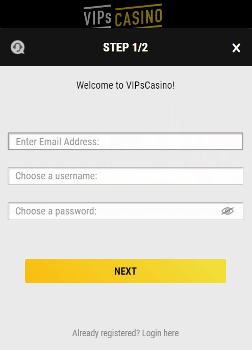 VIPs casino sign up