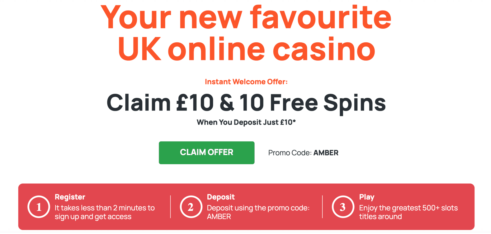 Amber Spins casino welcome offer