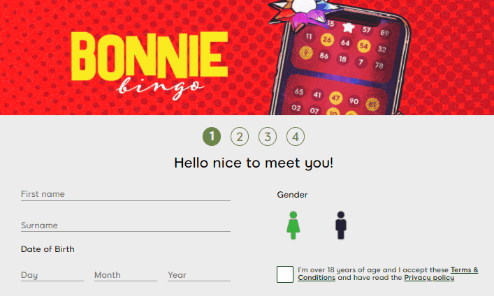 Bonnie Bingo sign up offer