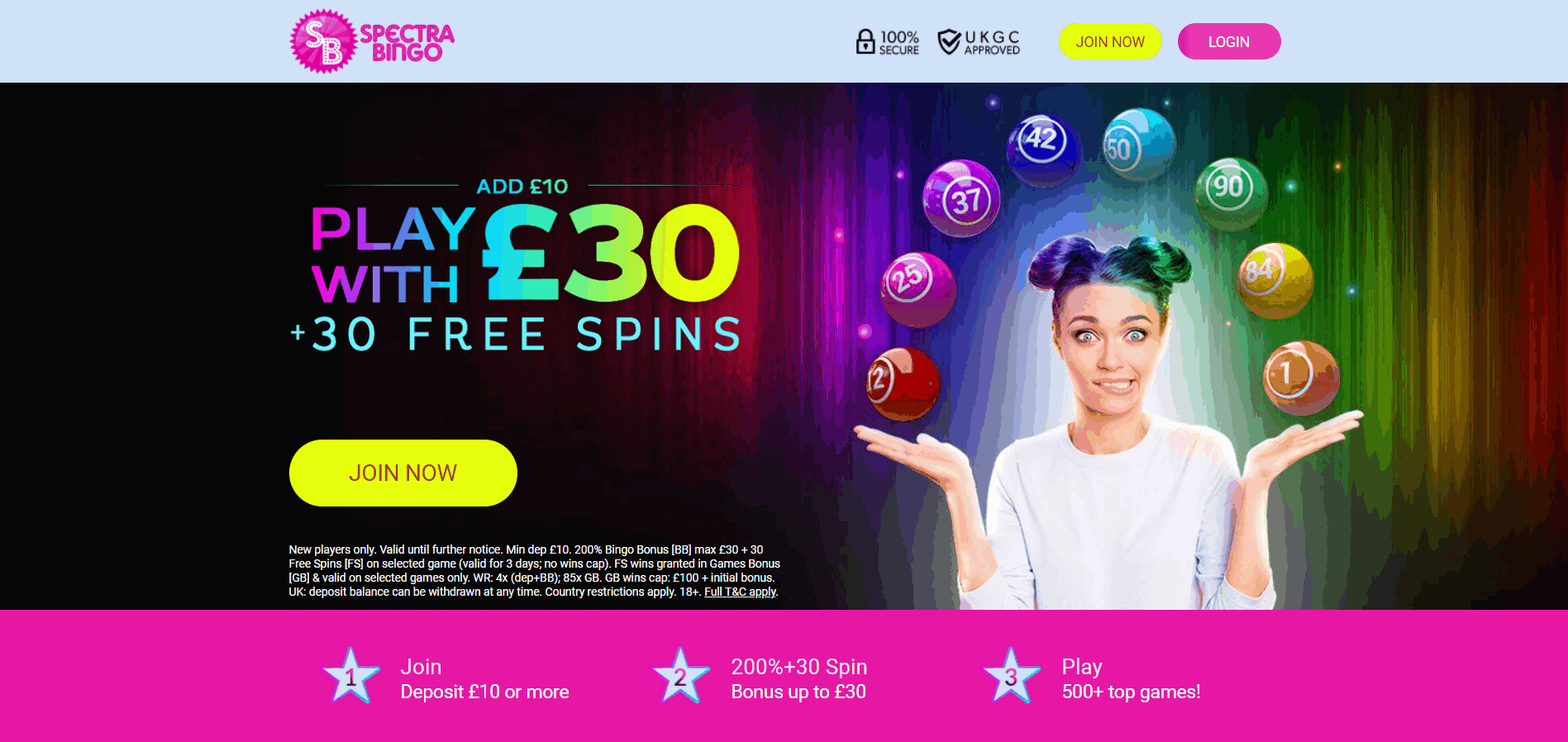 Spectra Bingo welcome bonus