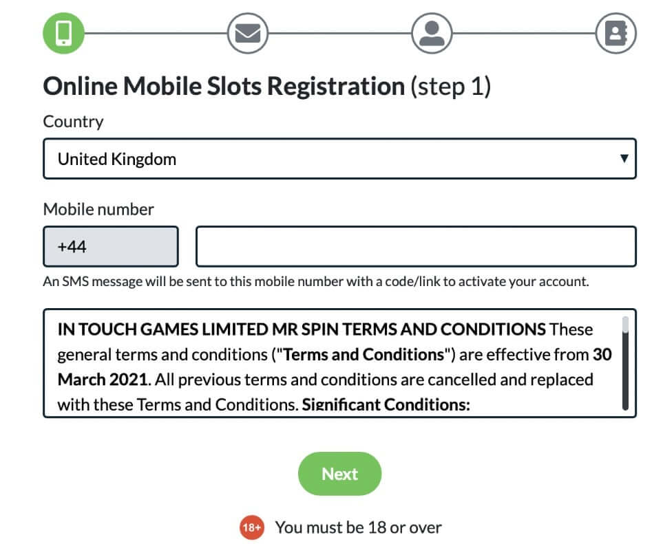 mr spin account creation