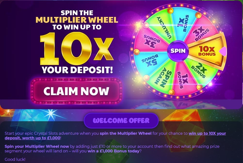 crystal slots welcome bonus