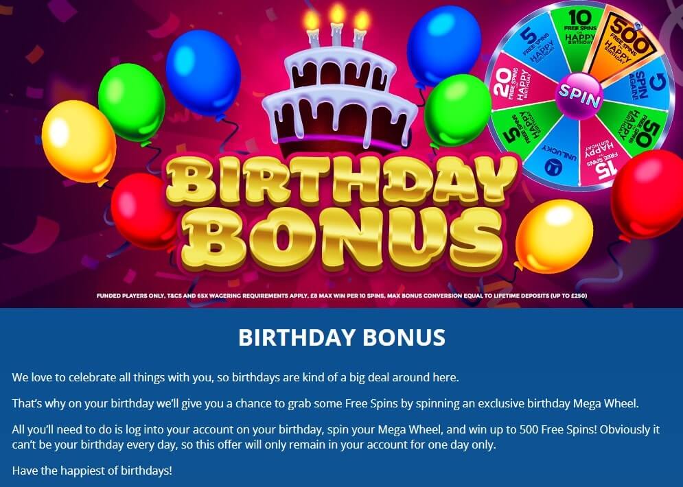 Dove Bingo Birthday Bonus