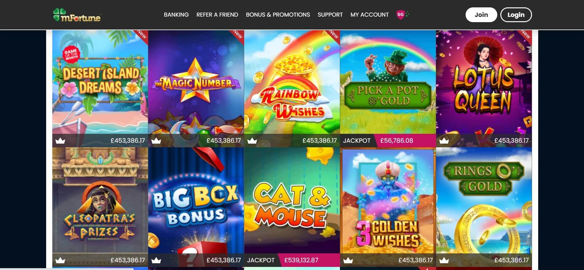 mFortune casino games