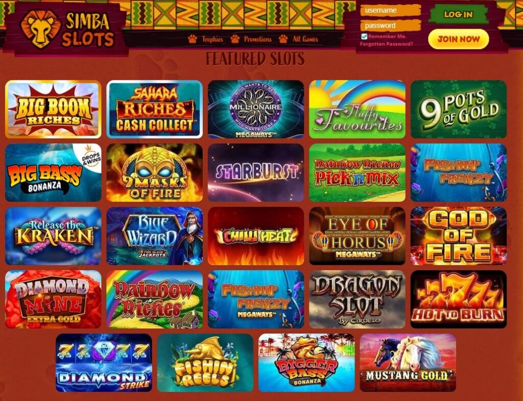 simba slots games