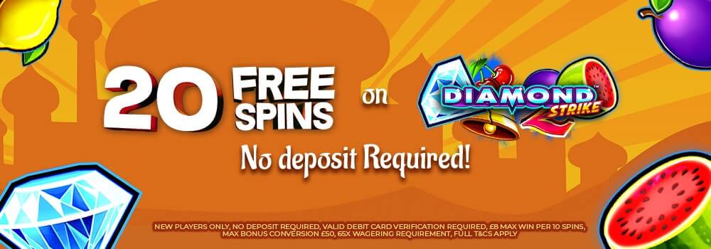 Aladdin Slots No Deposit Bonus spins on Diamond Strike slot