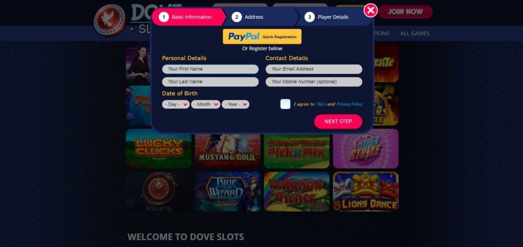 Dove Slots login