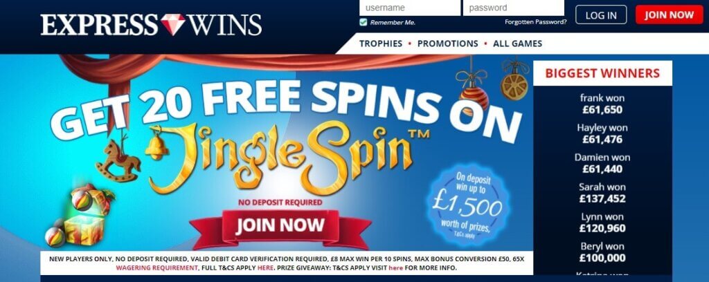 Express Wins casino Bonuses