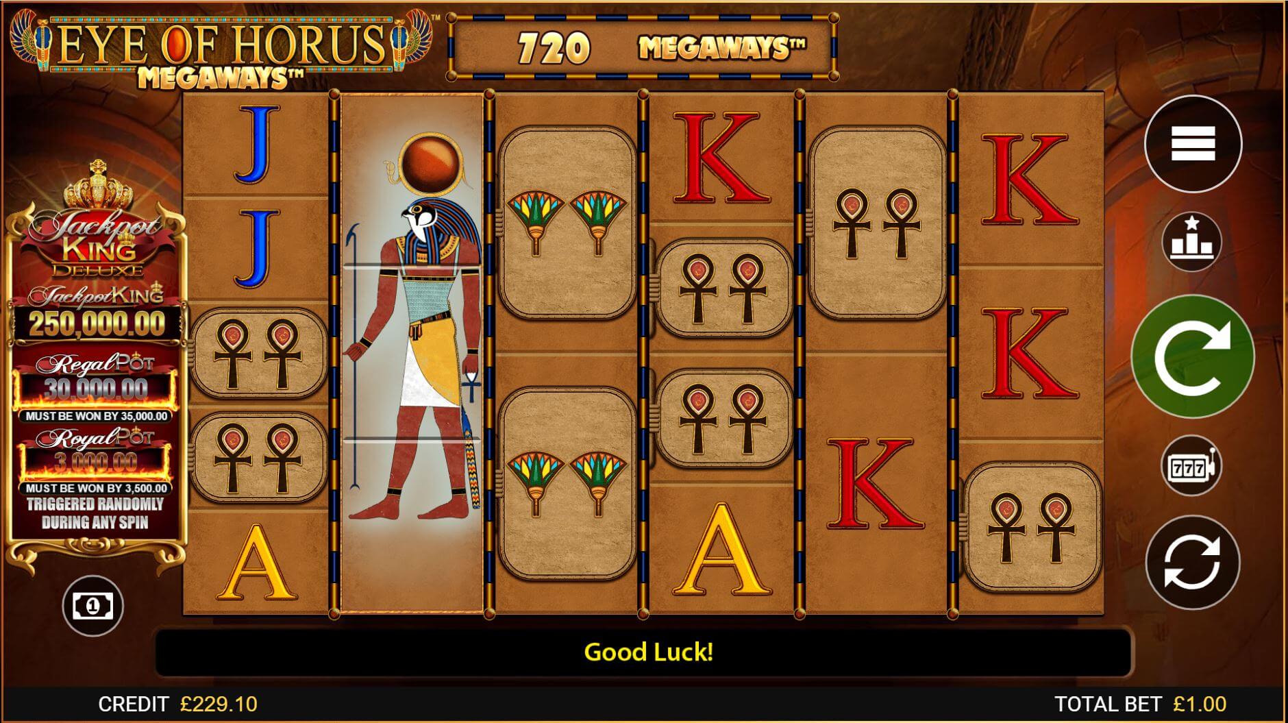 Eye Of Horus Megaways Jackpot King Free Spins