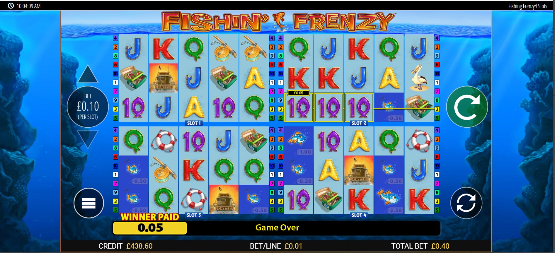 Fishin Frenzy Power 4 Slots Free Spins