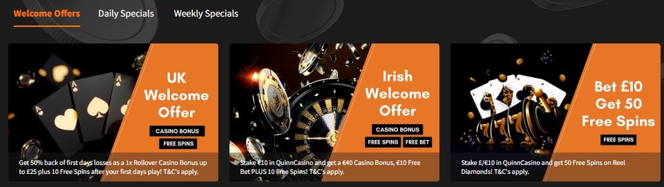 quinnbet casino welcome offers