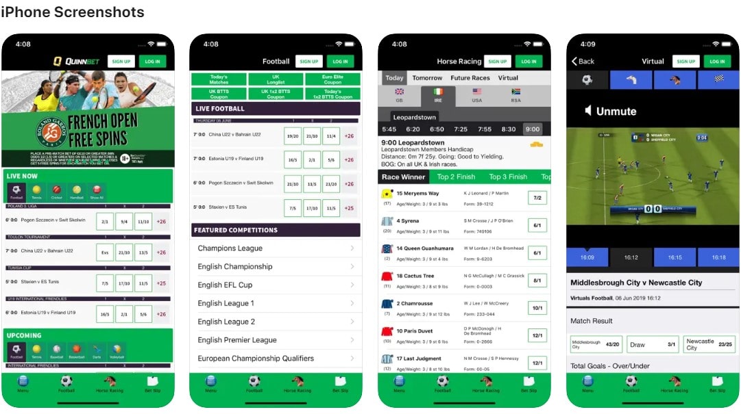 quinnbet iphone screenshots