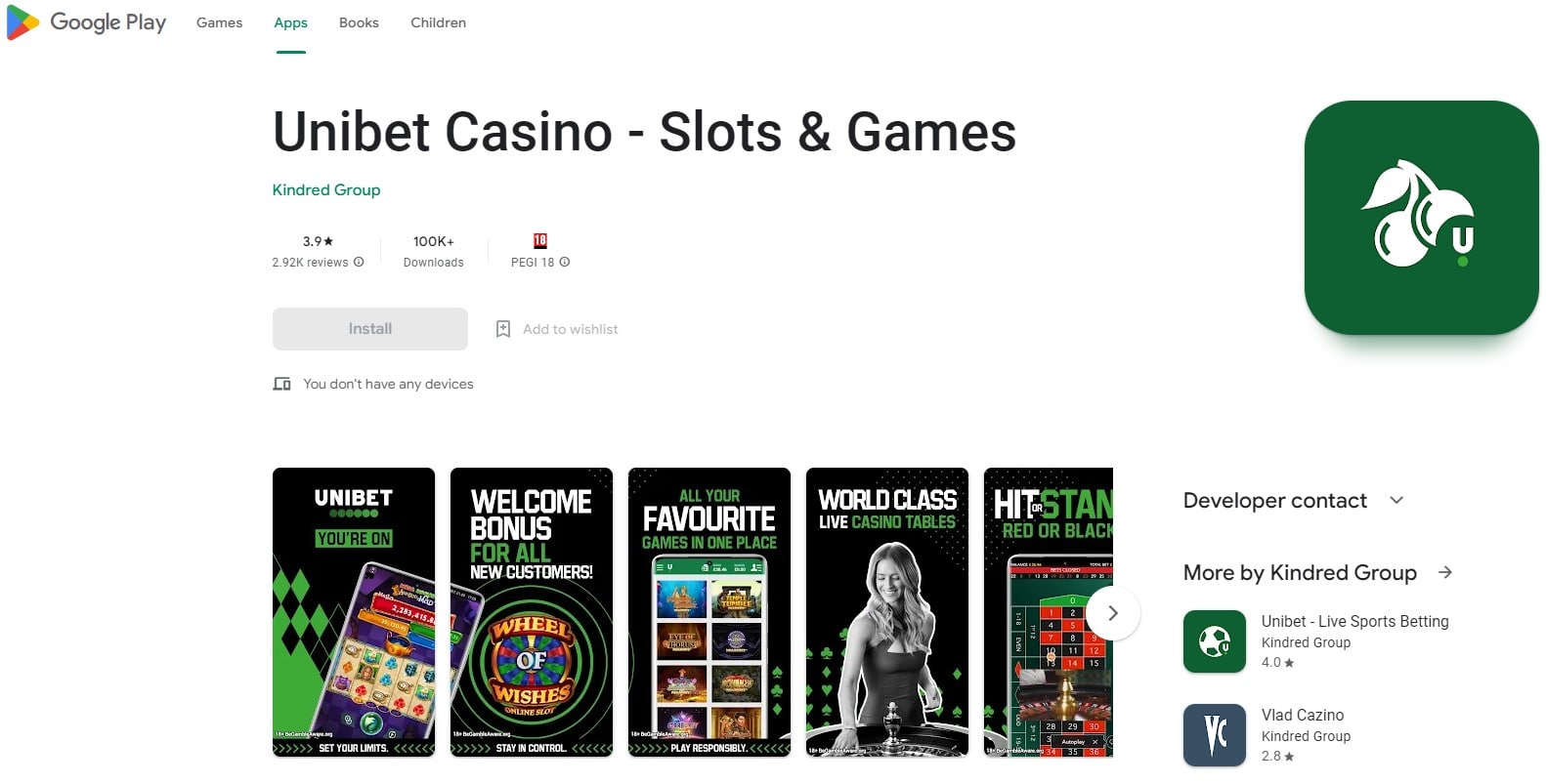 unibet casino on google play