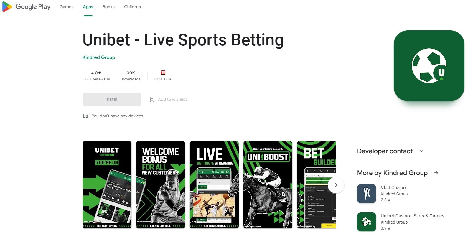 unibet sports on google play