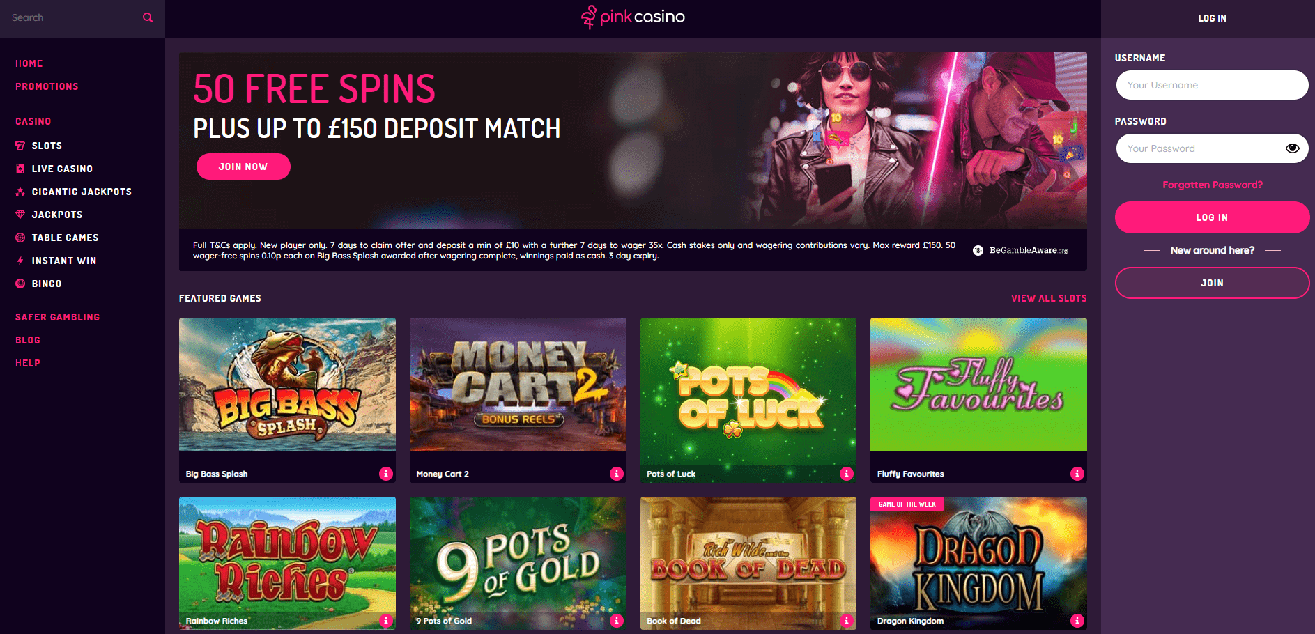 New pink casino UK review December 2023