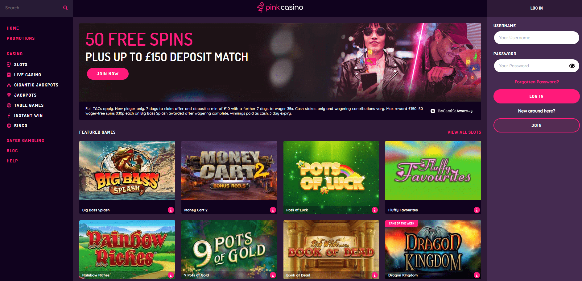 New pink casino UK review May 2024