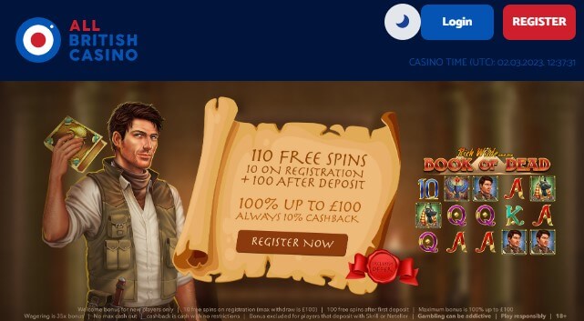 10 Free Spins on Registration at All British Casino