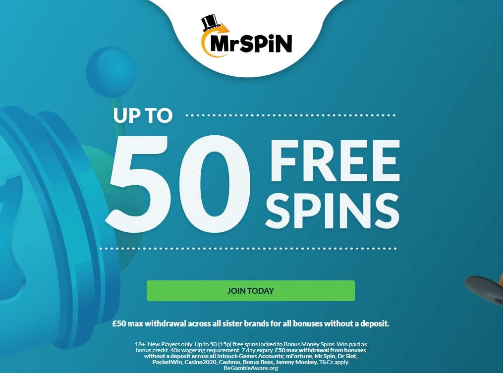 mr spin 50 free spins when you add your bank card