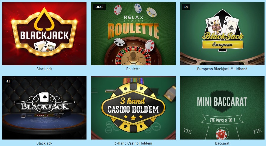 bingo.com casino table games