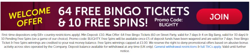 blighty bingo welcome offer