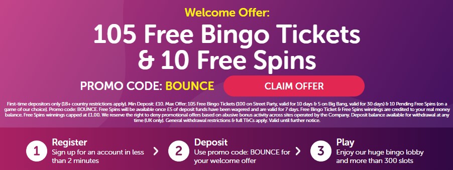 bounce bingo welcome bonus