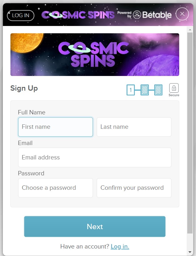 cosmic spins casino registration