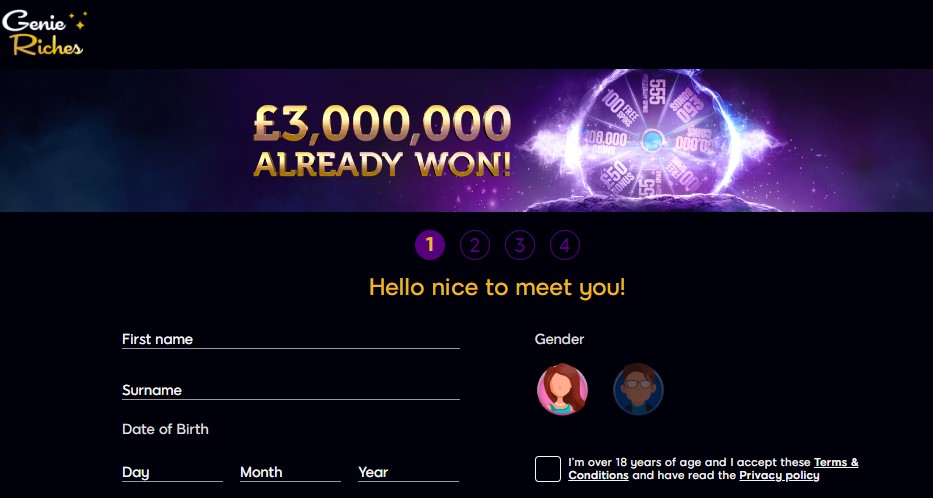 genie riches casino registration