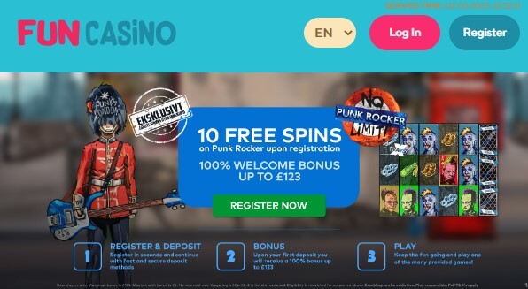 Get 10 Free Spins on Punk Rocker at Fun Casino