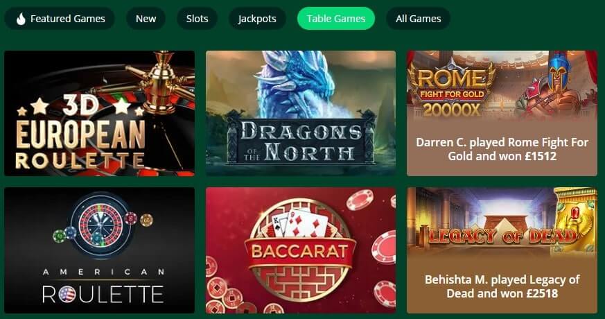 greenplay casino table games