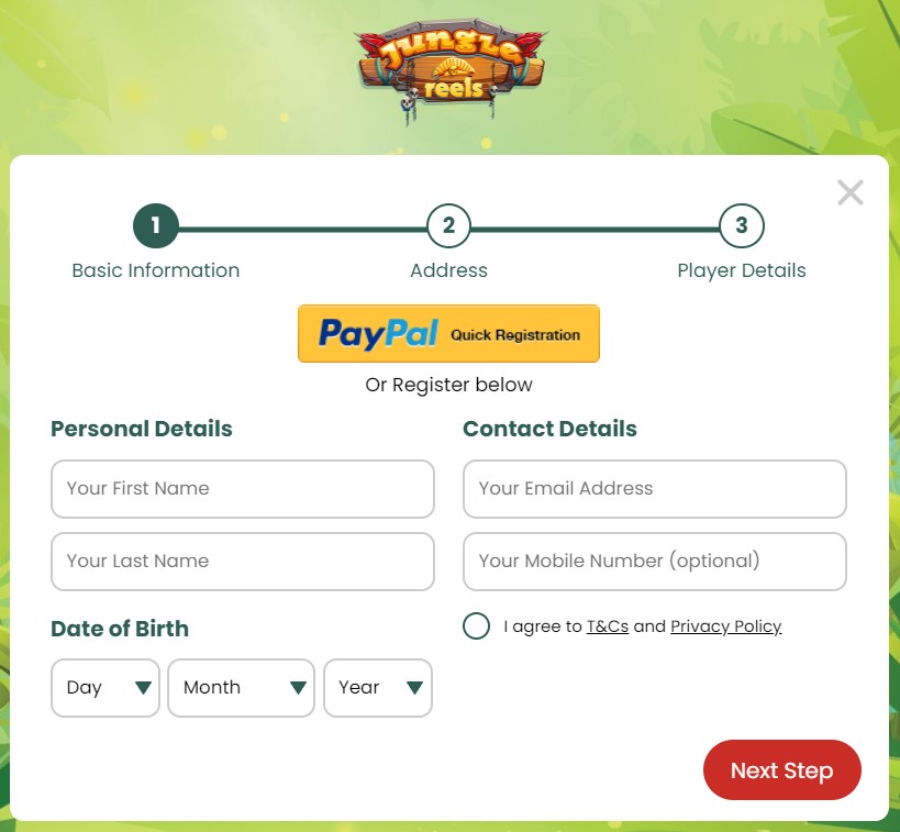 jungle reels casino registration