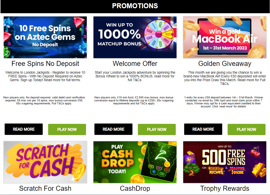 london jackpots promotions