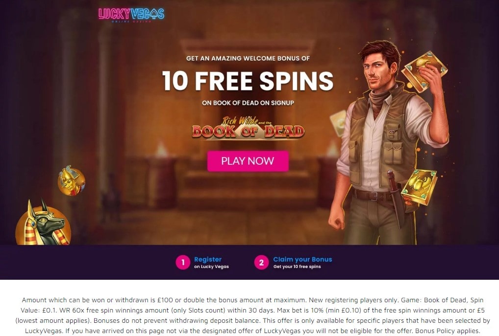 luckyvegas - 10 free spins when you add your bank card