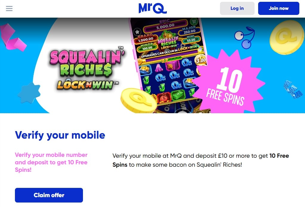 mrq 10 free spins no wagering