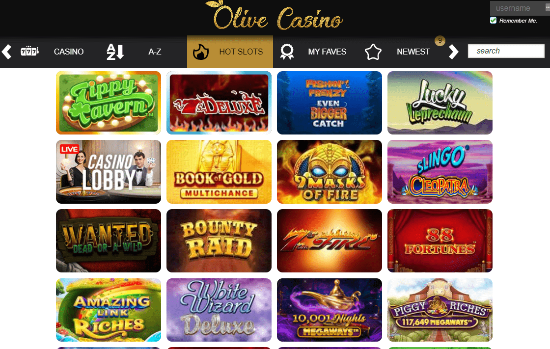 olive casino games