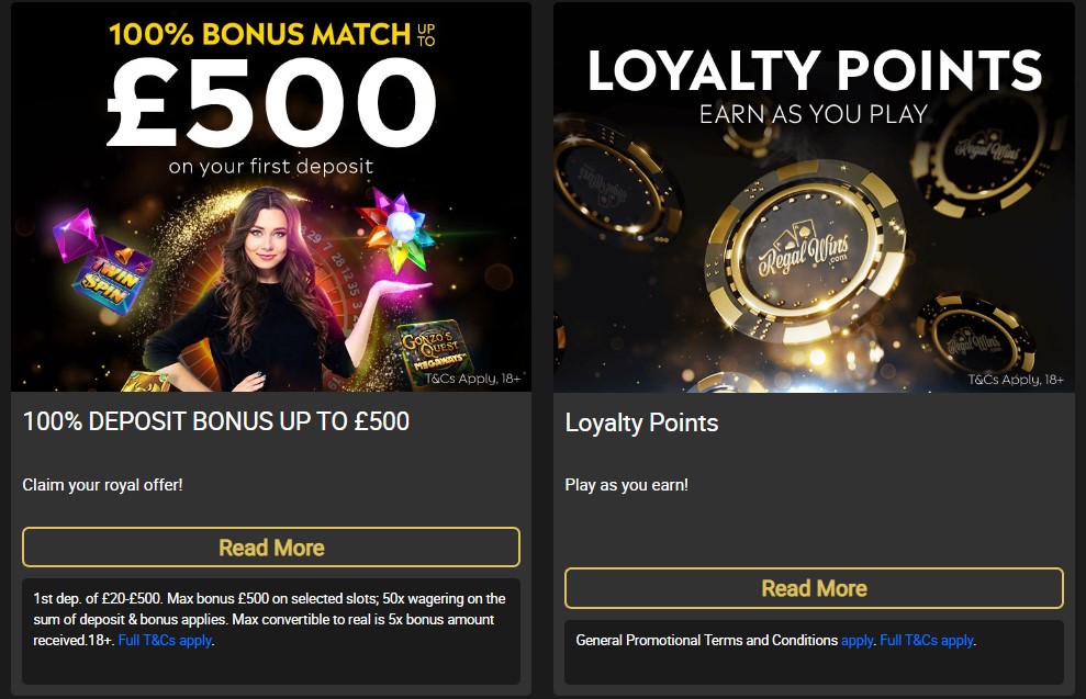 regalwins casino bonuses