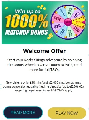 rocket bingo welcome bonus