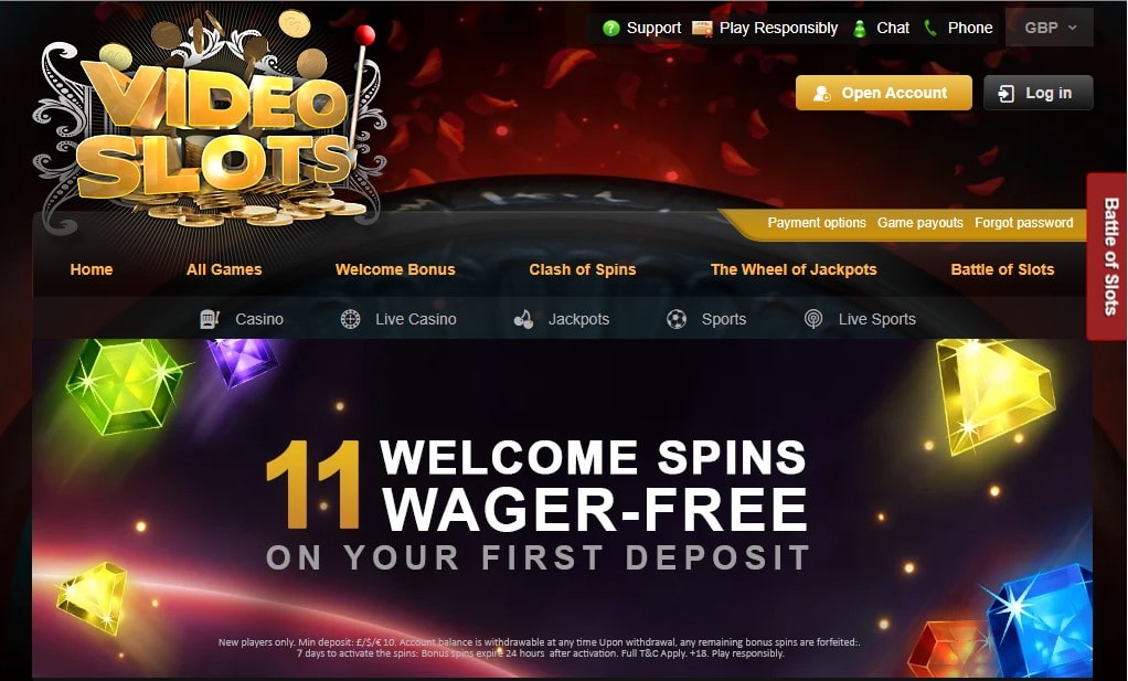 videoslots 11 free spins no wagering