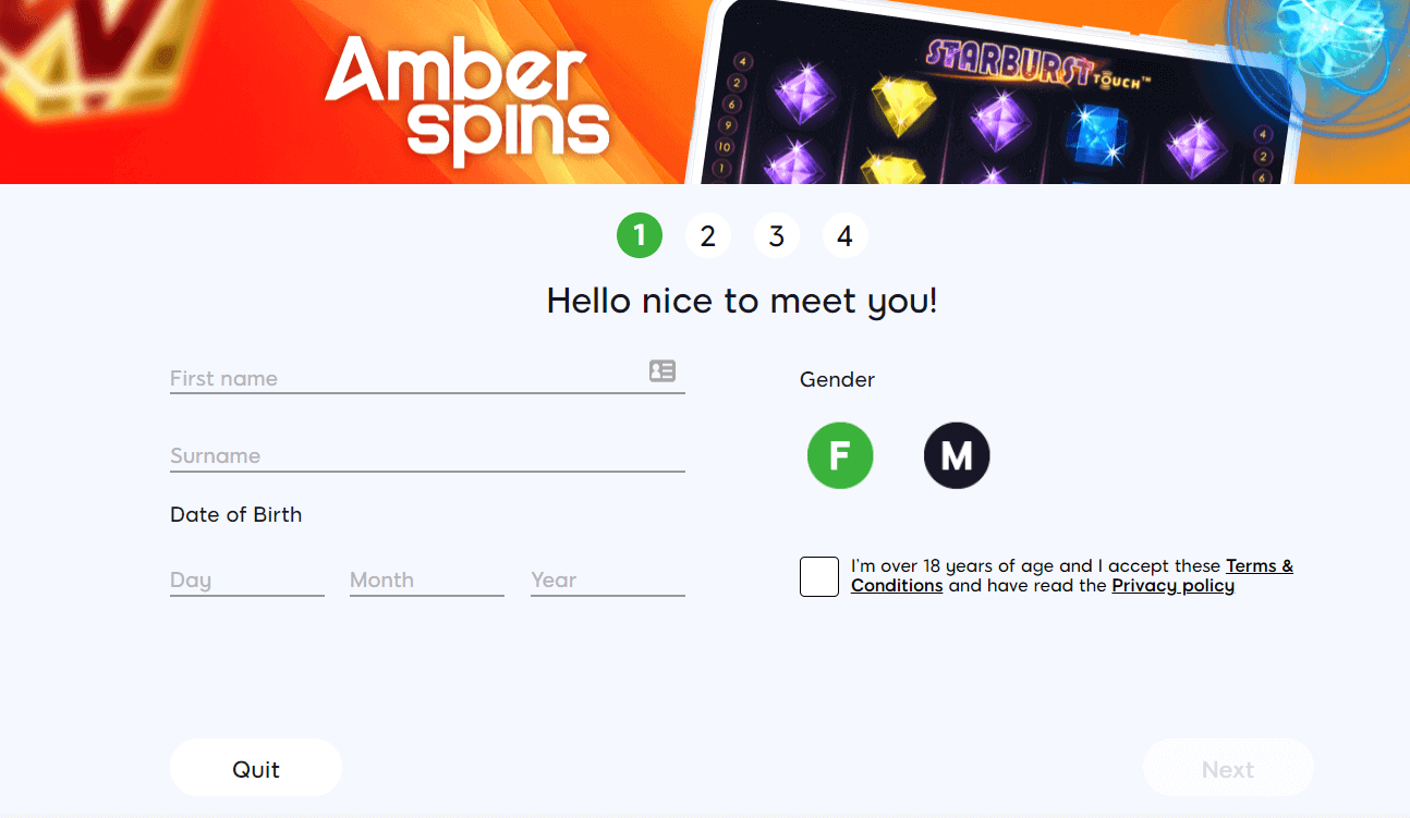 amber spins account creation
