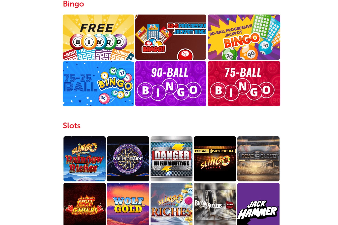 blighty bingo games variety