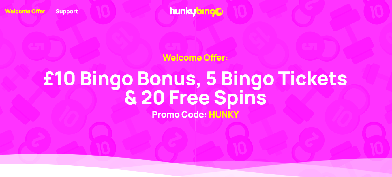 hunky bingo welcome bonus