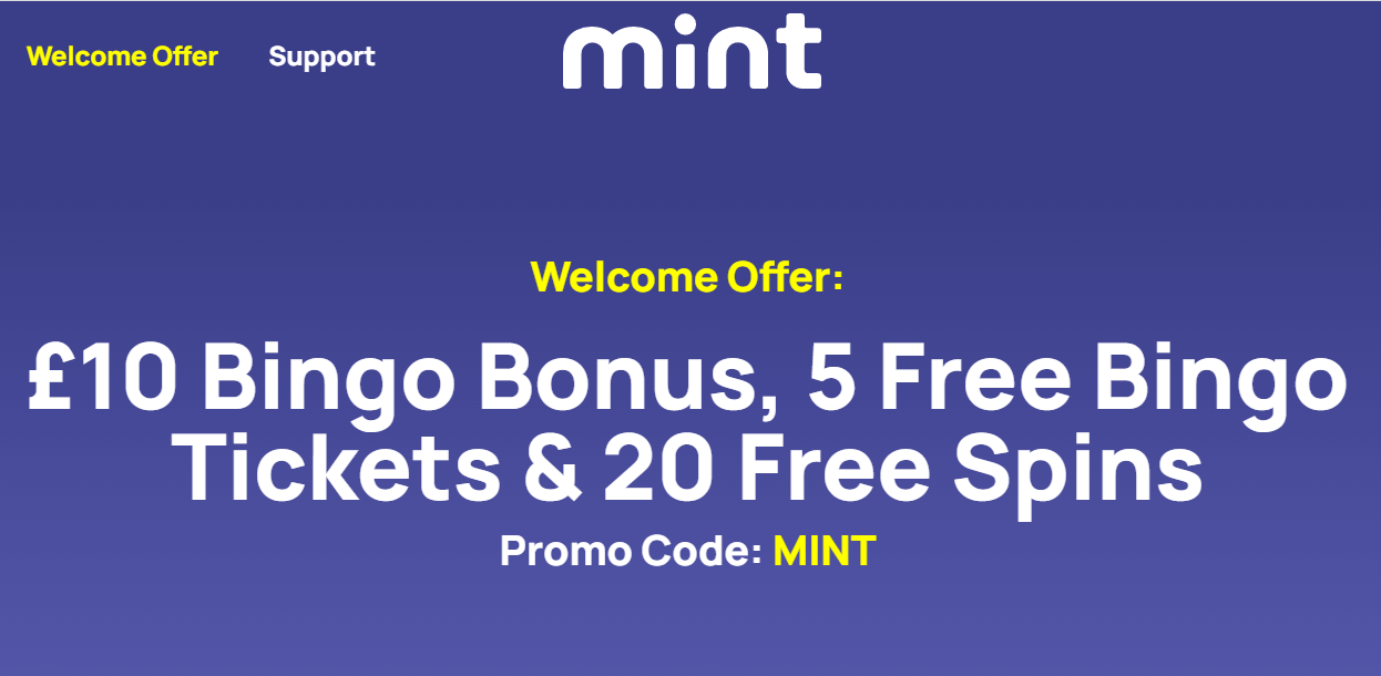 mint bingo welcome offer