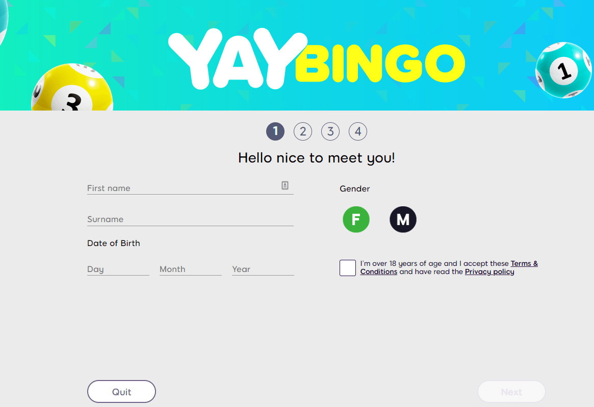 yay bingo account creation