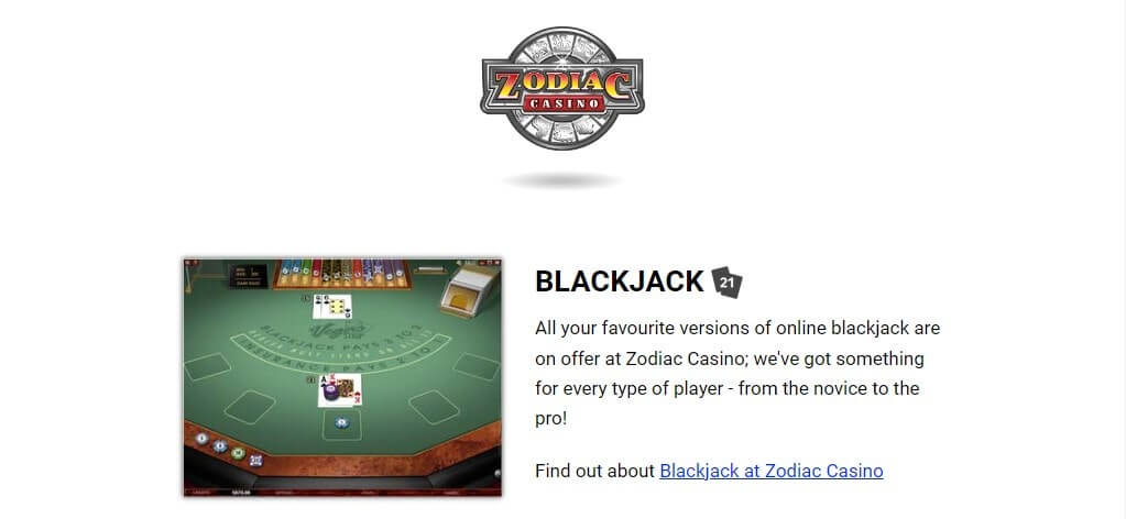 zodiac casino blackjack games