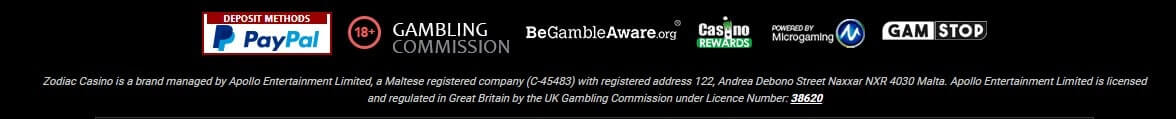 zodiac casino player protection
