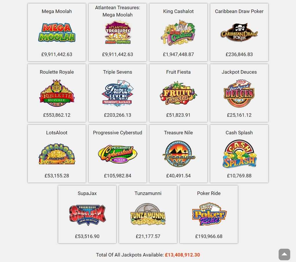 zodiac casino progressive jackpot games