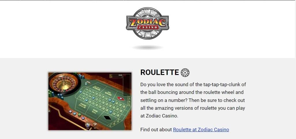 zodiac casino roulette games